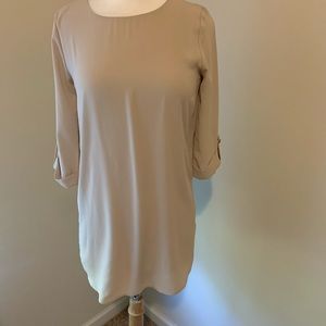 New stone color cuffed tab shift dress